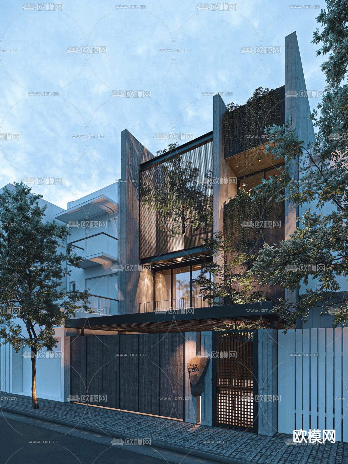 独栋别墅外观3d模型下载（渲染图2）