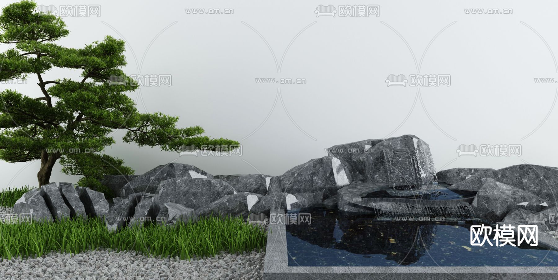 庭院水景 景观小品3d模型下载