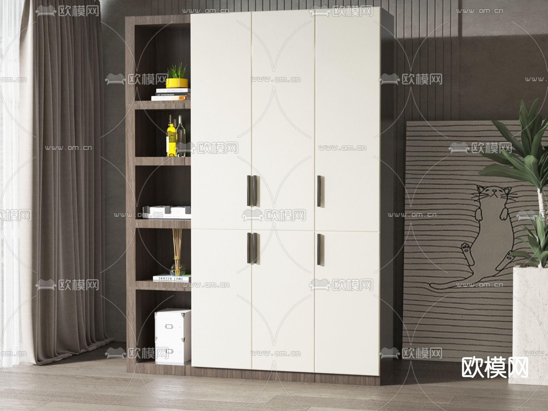 现代储物柜 装饰柜3d模型下载