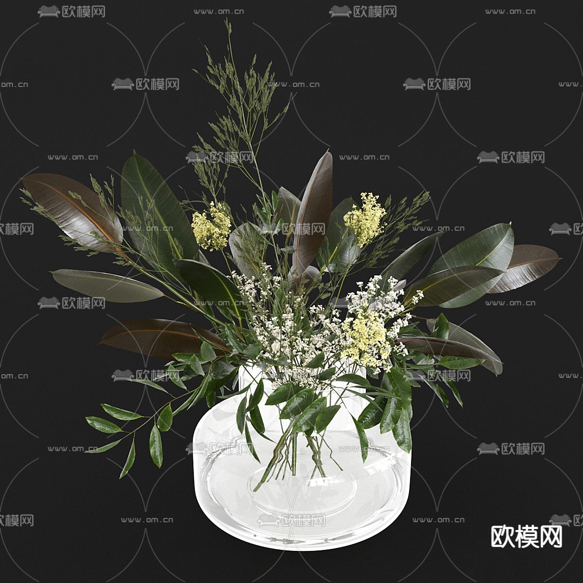 水培绿植 插花花瓶3d模型下载（渲染图3）