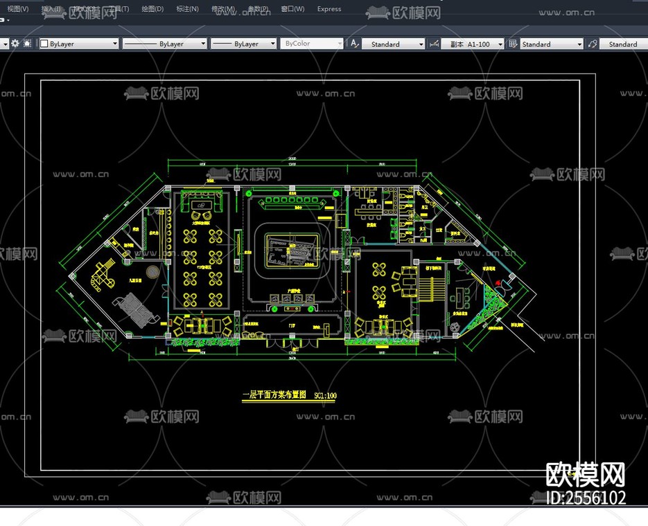 售楼部营销中心CAD施工图-免费3dmax模型库-欧模网