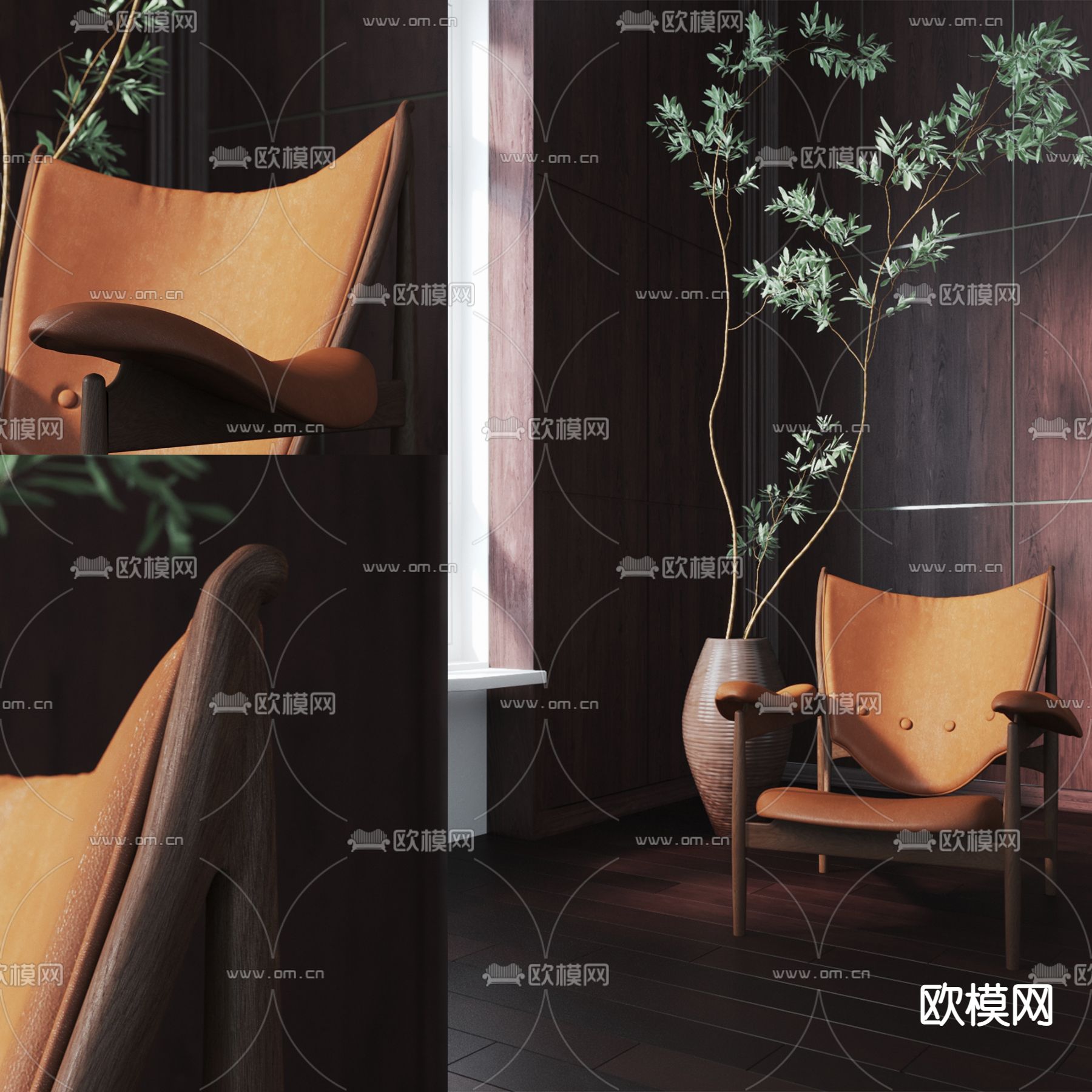 中古风椅子 休闲椅3d模型下载_ID14005500_3dmax免费模型-欧模网