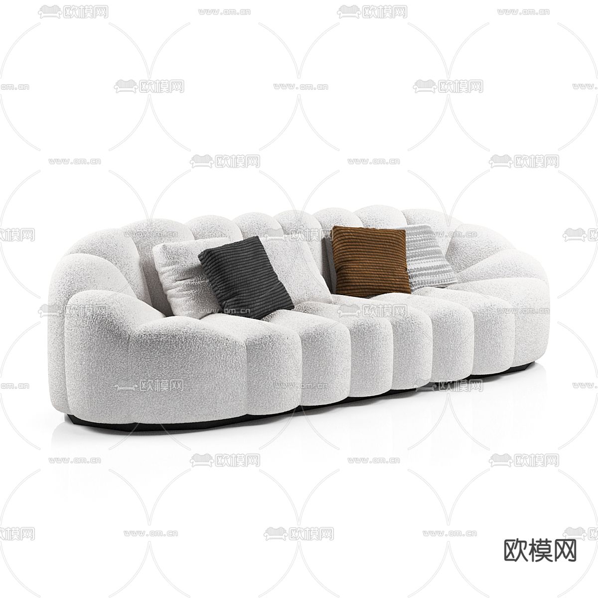 绒毛双人沙发免费3d模型下载（渲染图2）