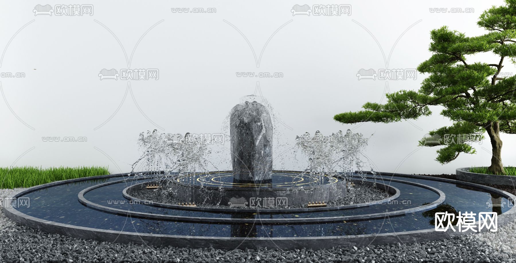 庭院景观 喷泉水景3d模型下载_ID14008782_3dmax免费模型-欧模网