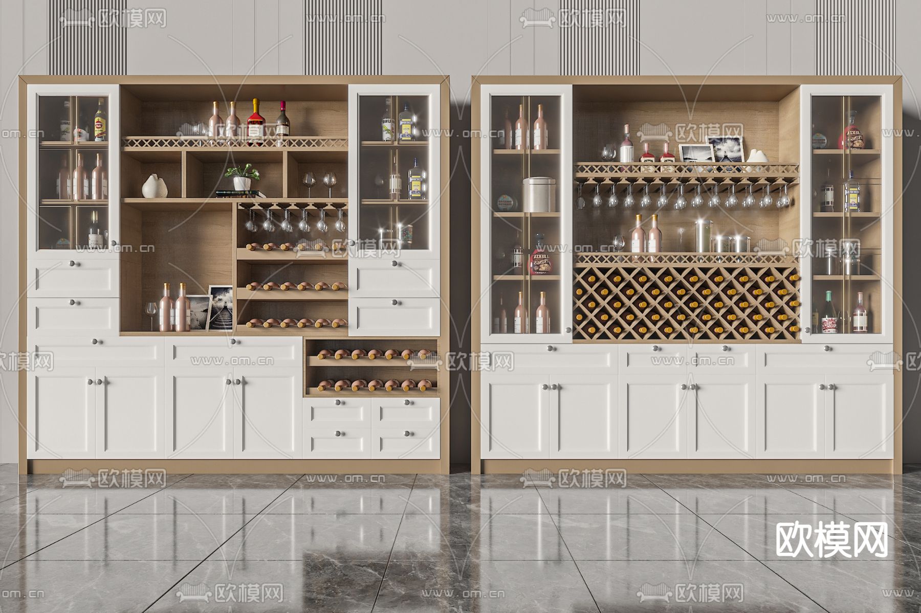 轻奢酒柜3d模型下载