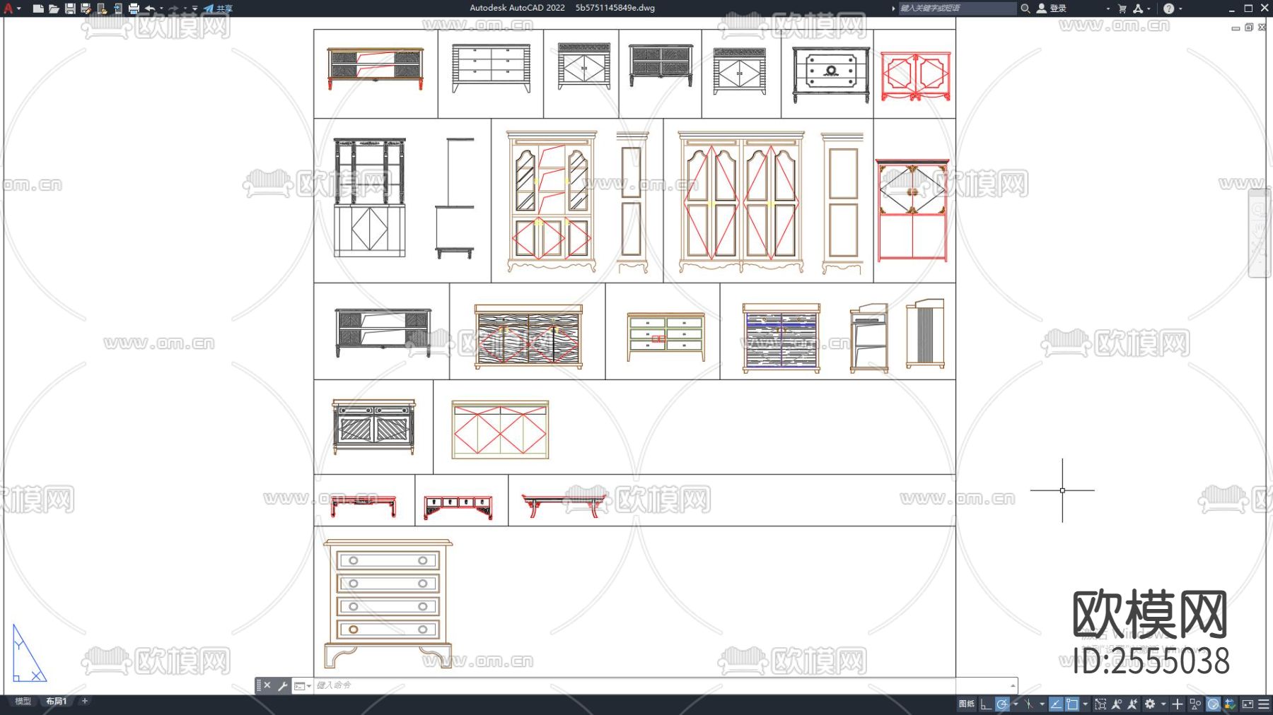 衣柜立面cad图库下载
