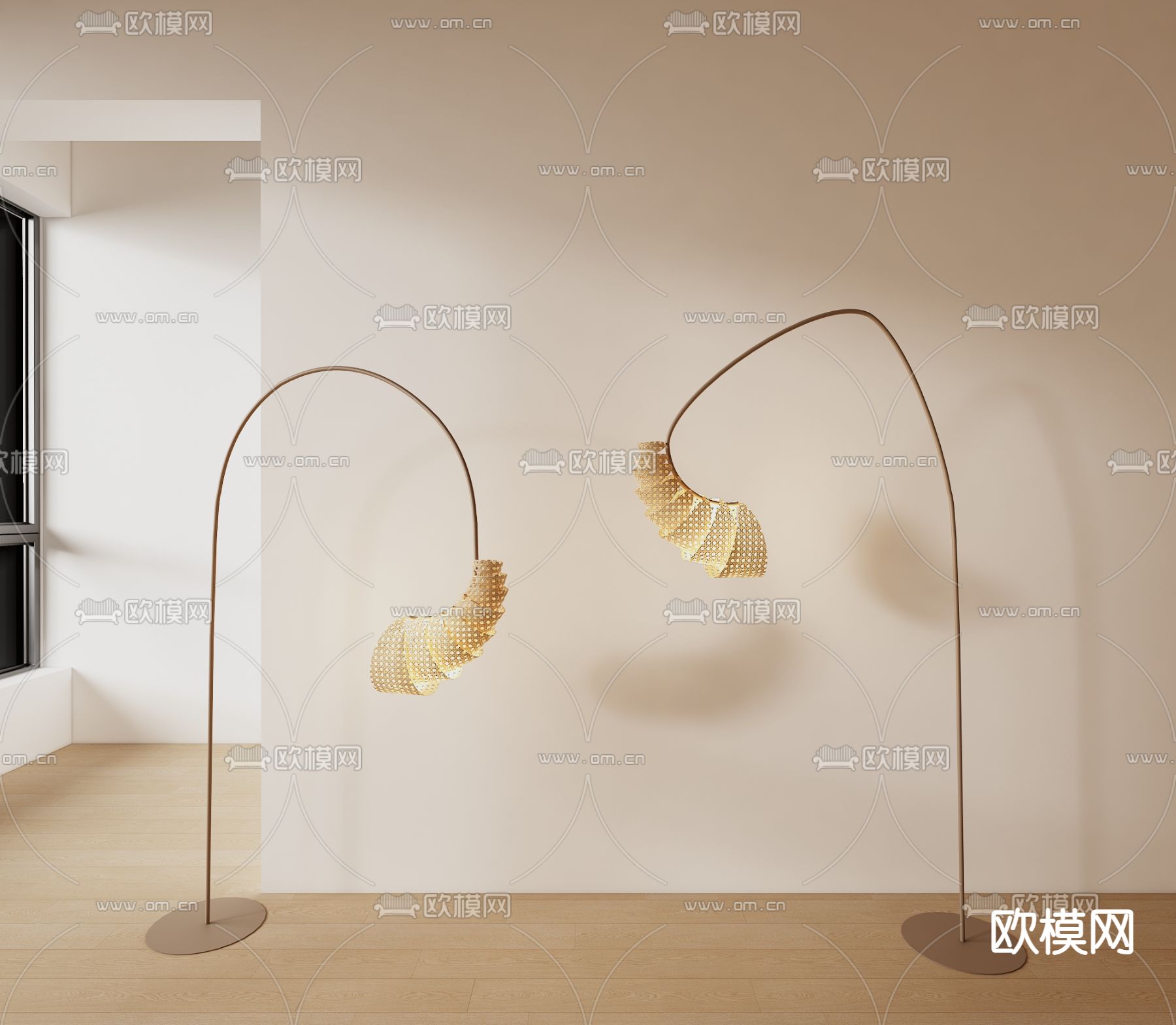 侘寂落地灯 钓鱼灯3d模型下载