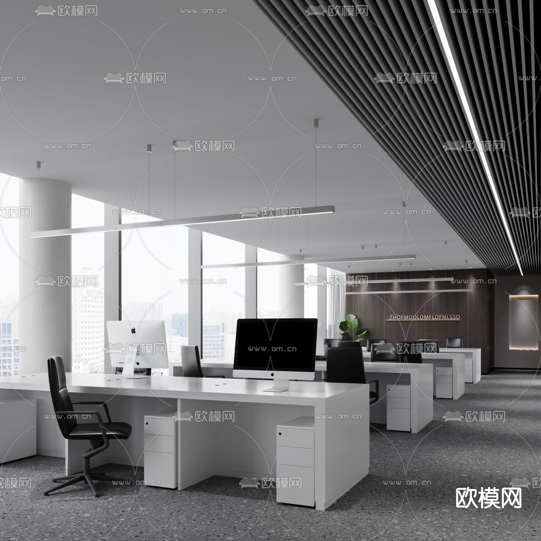 开放式办公室 办公区3d模型下载_ID14009326_3dmax免费模型-欧模网