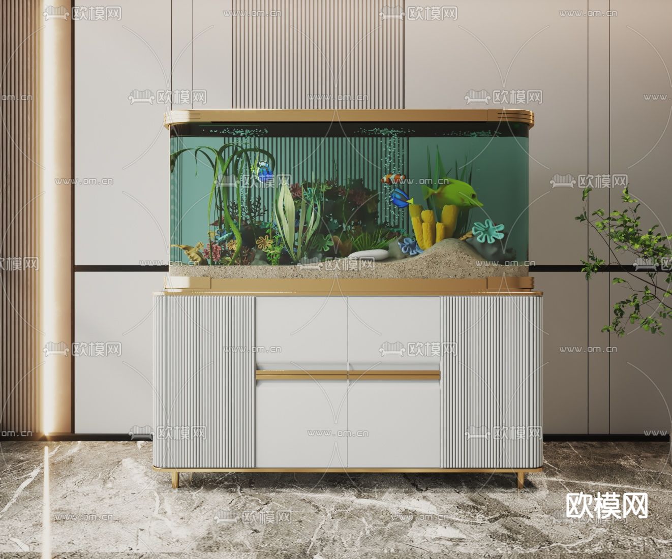 鱼缸 水族箱3d模型下载