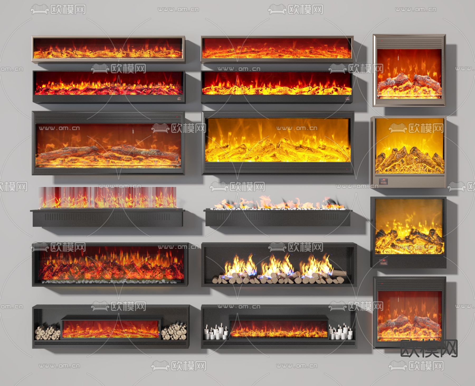 电子壁炉su模型下载（渲染图1）