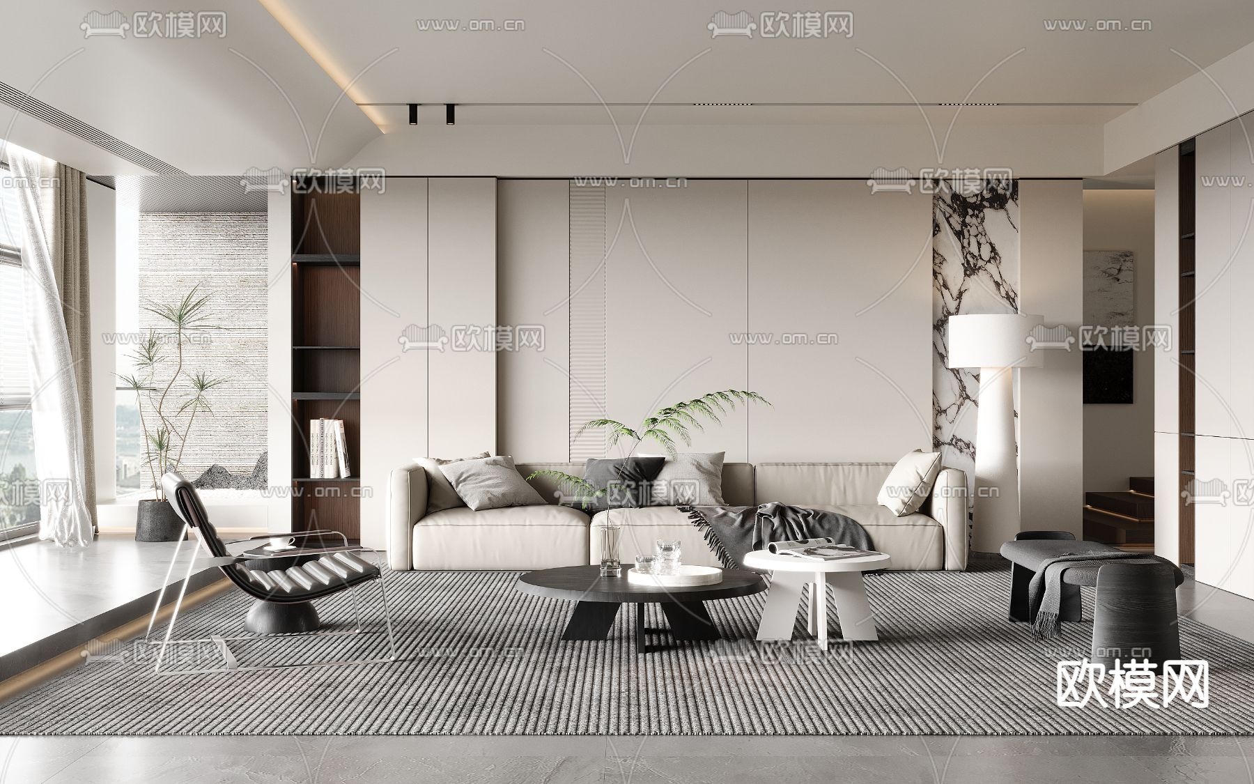 现代客厅3d模型下载_ID14009808_3dmax免费模型-欧模网