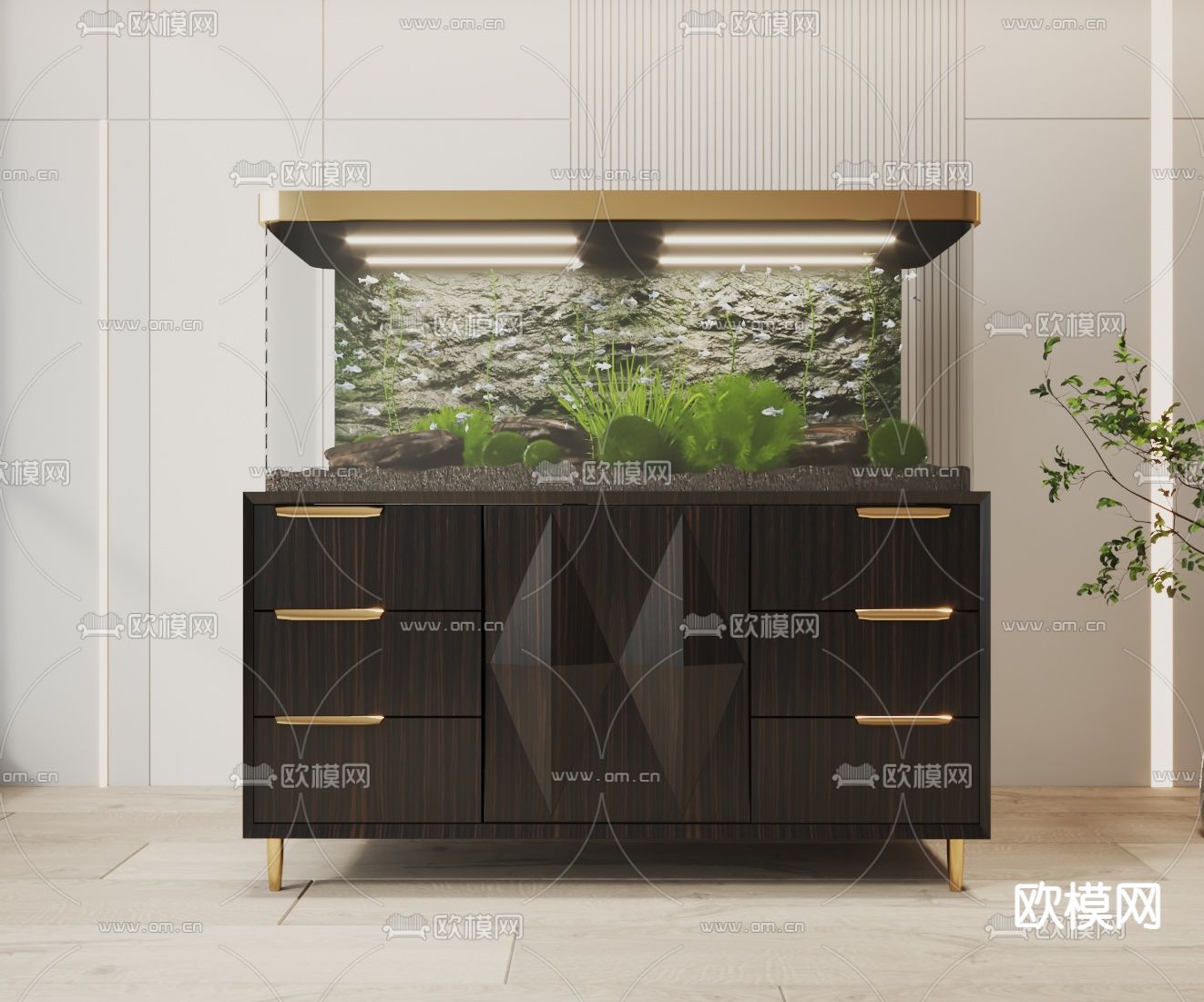 鱼缸 水族箱3d模型下载