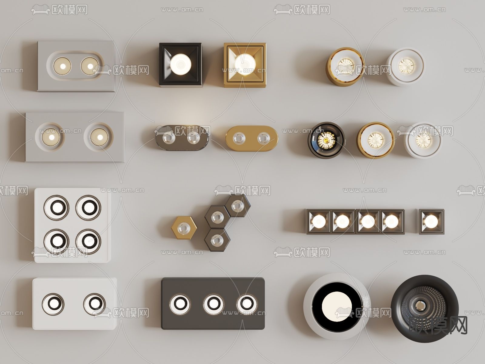 嵌入式筒灯 射灯3d模型下载