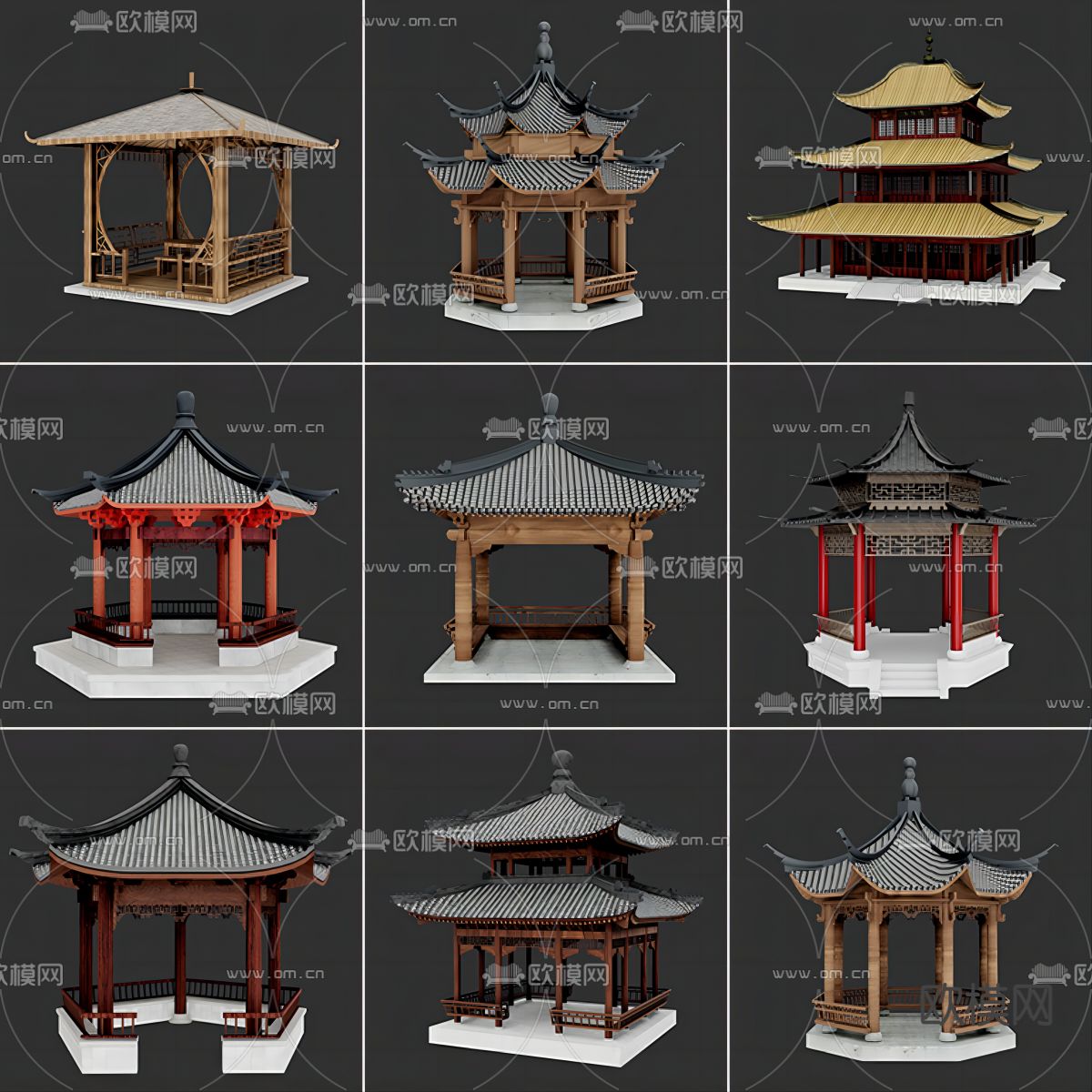 中式古建亭子su模型下载（渲染图1）