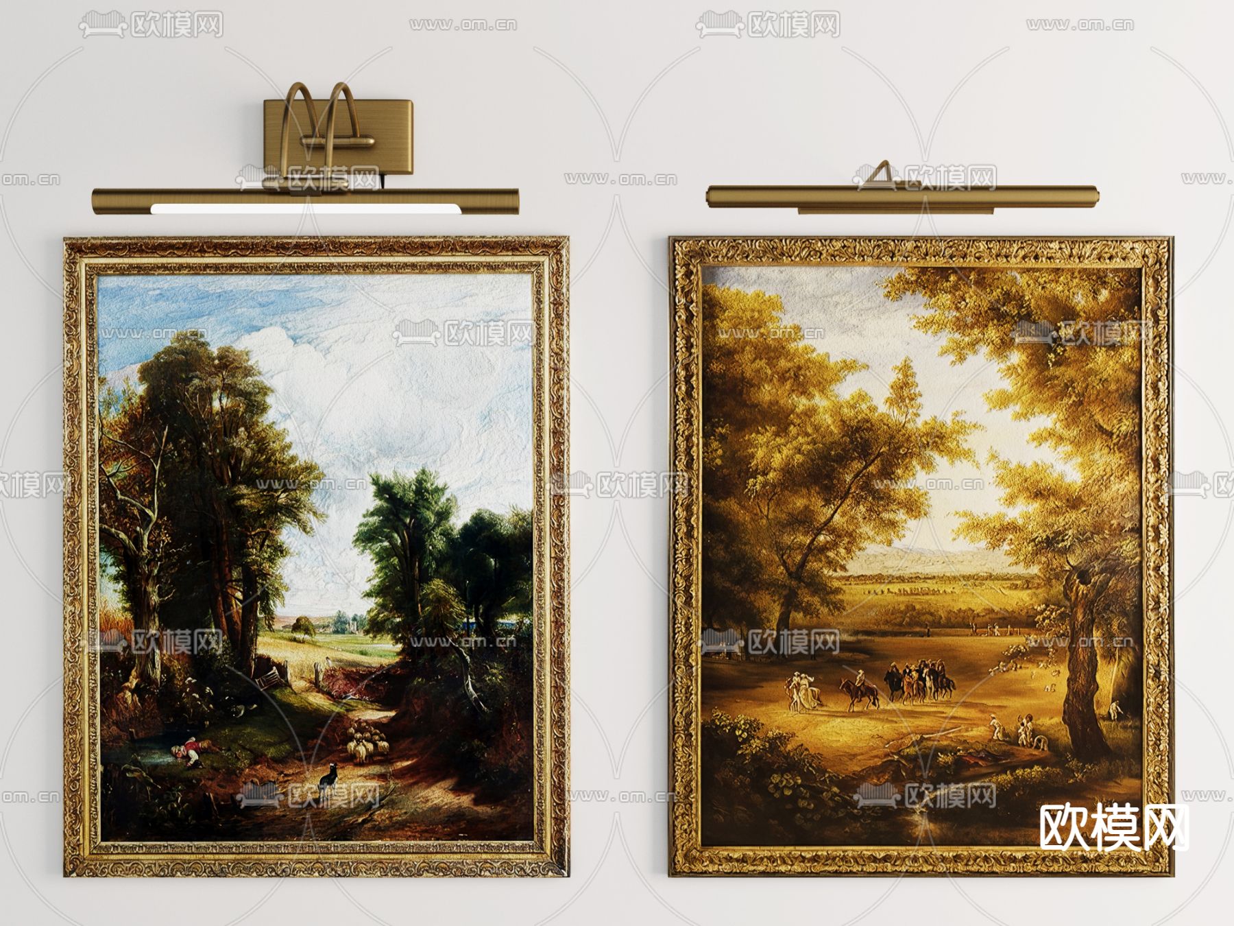 欧式复古画 装饰画 油画3d模型下载