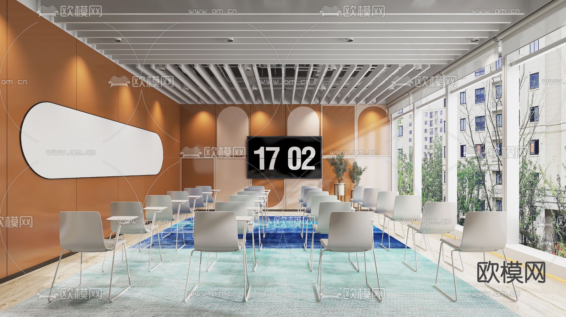 现代会议室 培训室su模型下载（渲染图1）