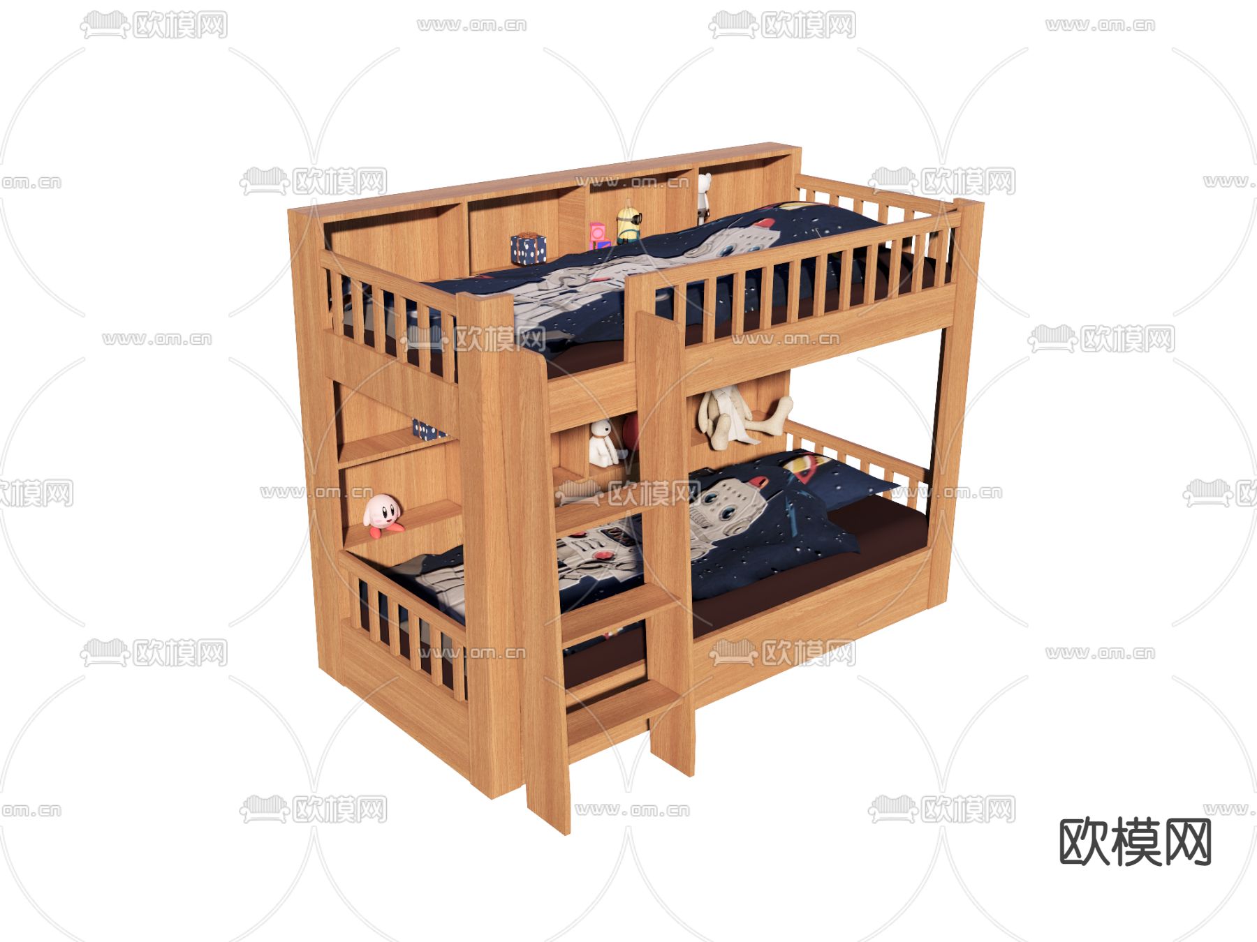 北欧儿童床 上下铺su模型下载（渲染图1）