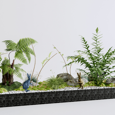  现代绿植花坛su模型 