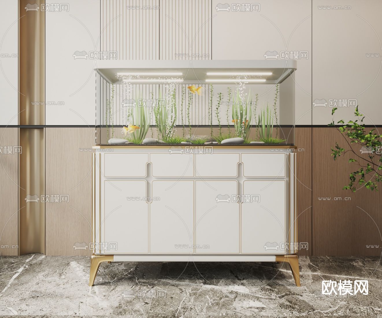 鱼缸 水族箱3d模型下载