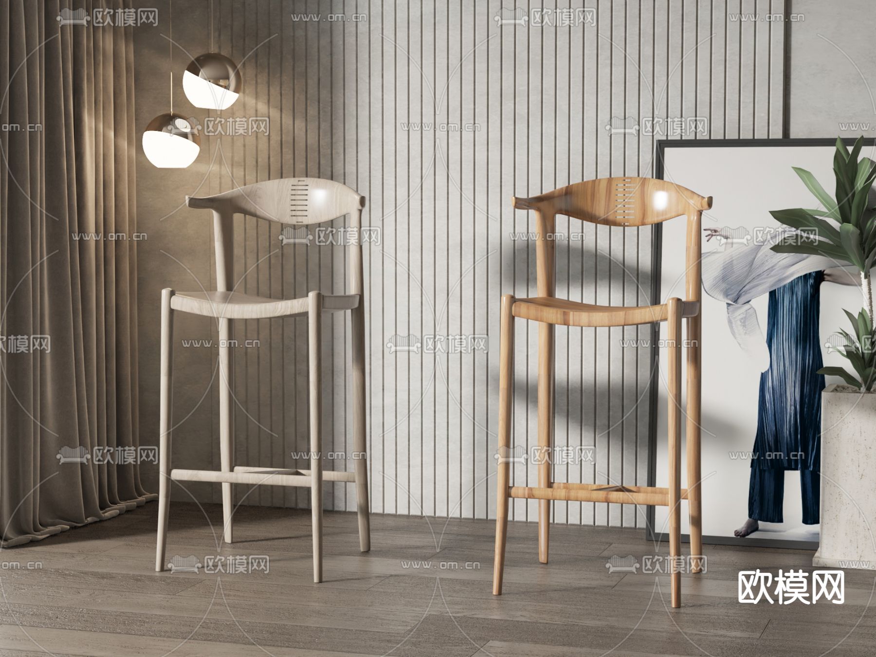 北欧吧椅 吧凳3d模型下载