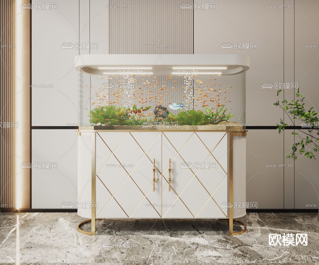 鱼缸 水族3d模型下载