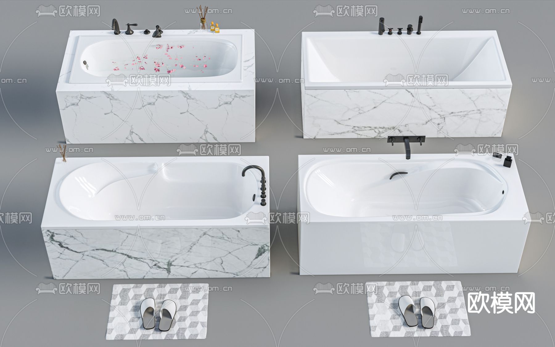 现代浴缸su模型下载（渲染图1）