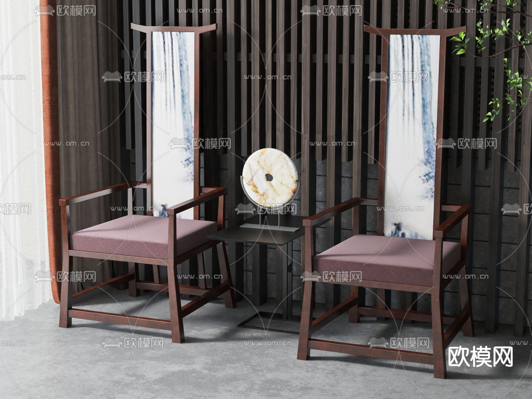 新中式官帽椅 椅子3d模型下载