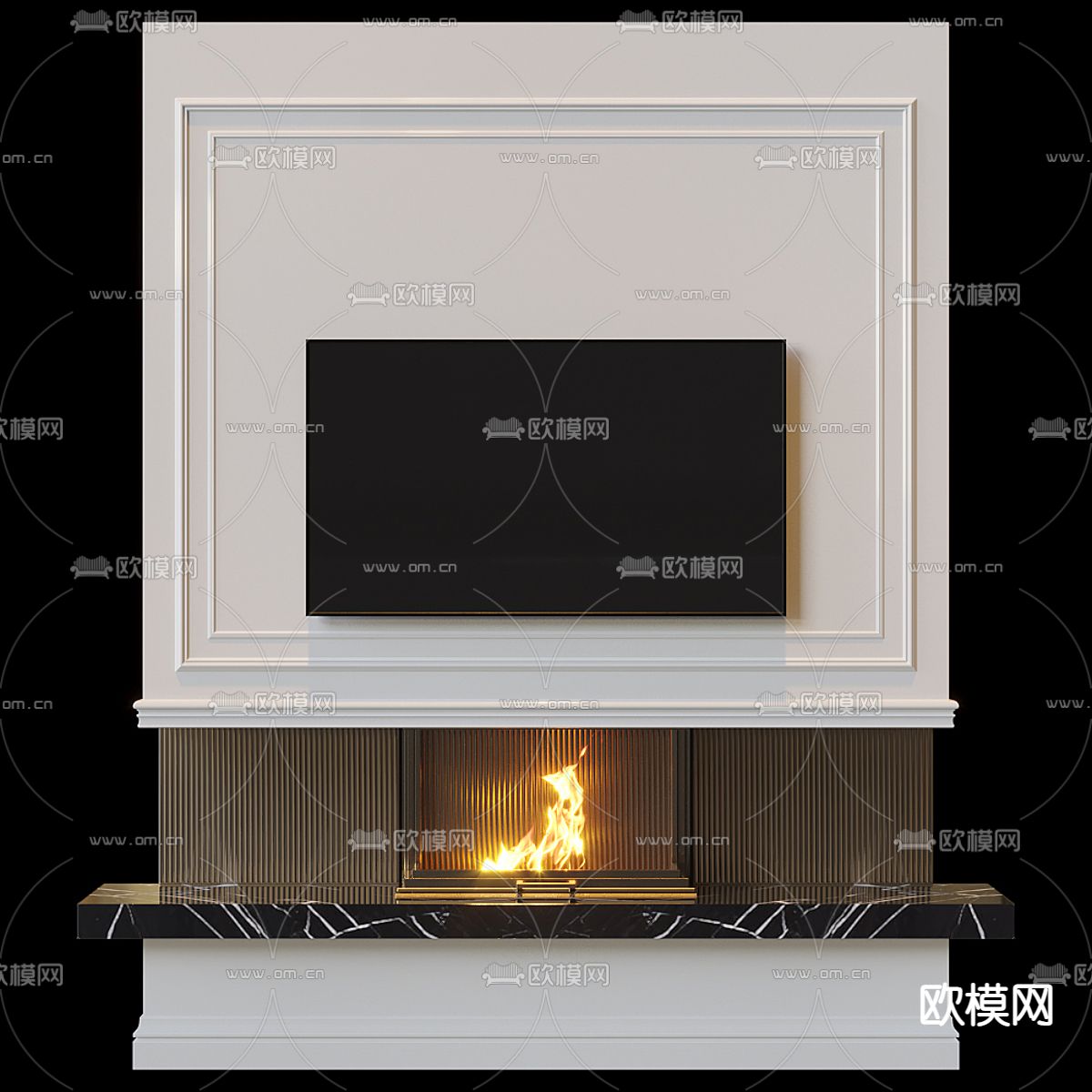 简欧壁炉3d模型下载