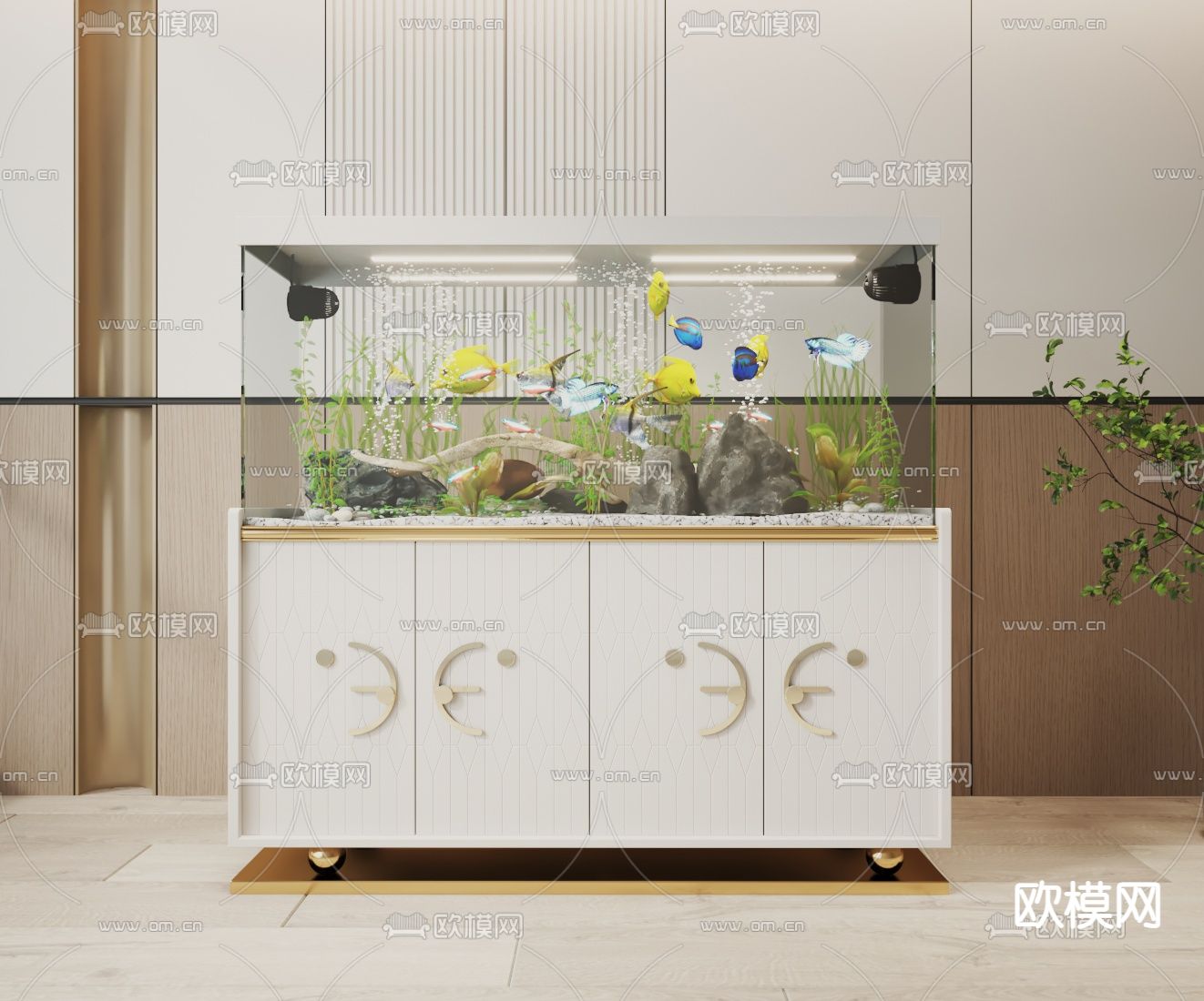 鱼缸 水族箱3d模型下载