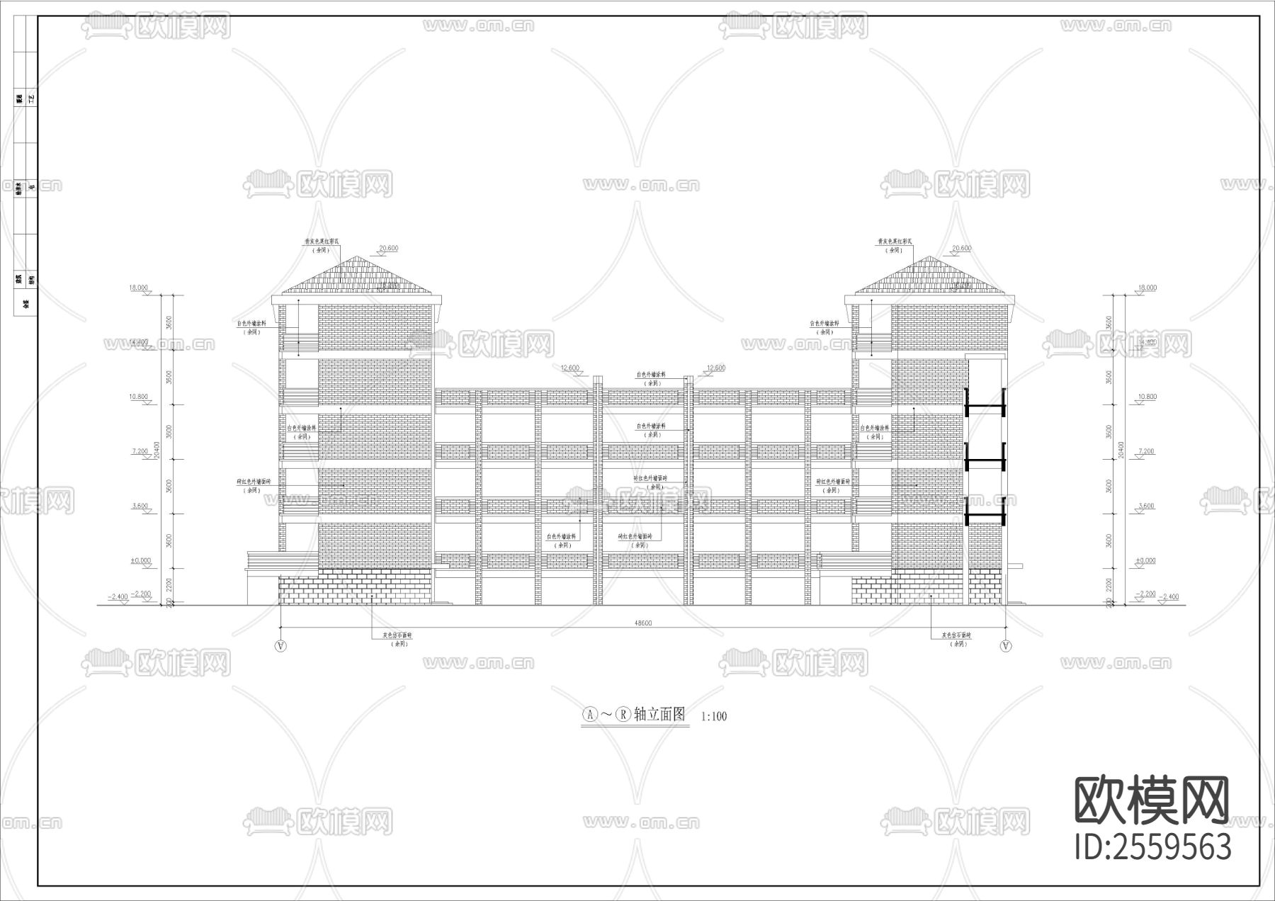 中学全套CAD施工图下载（渲染图8）