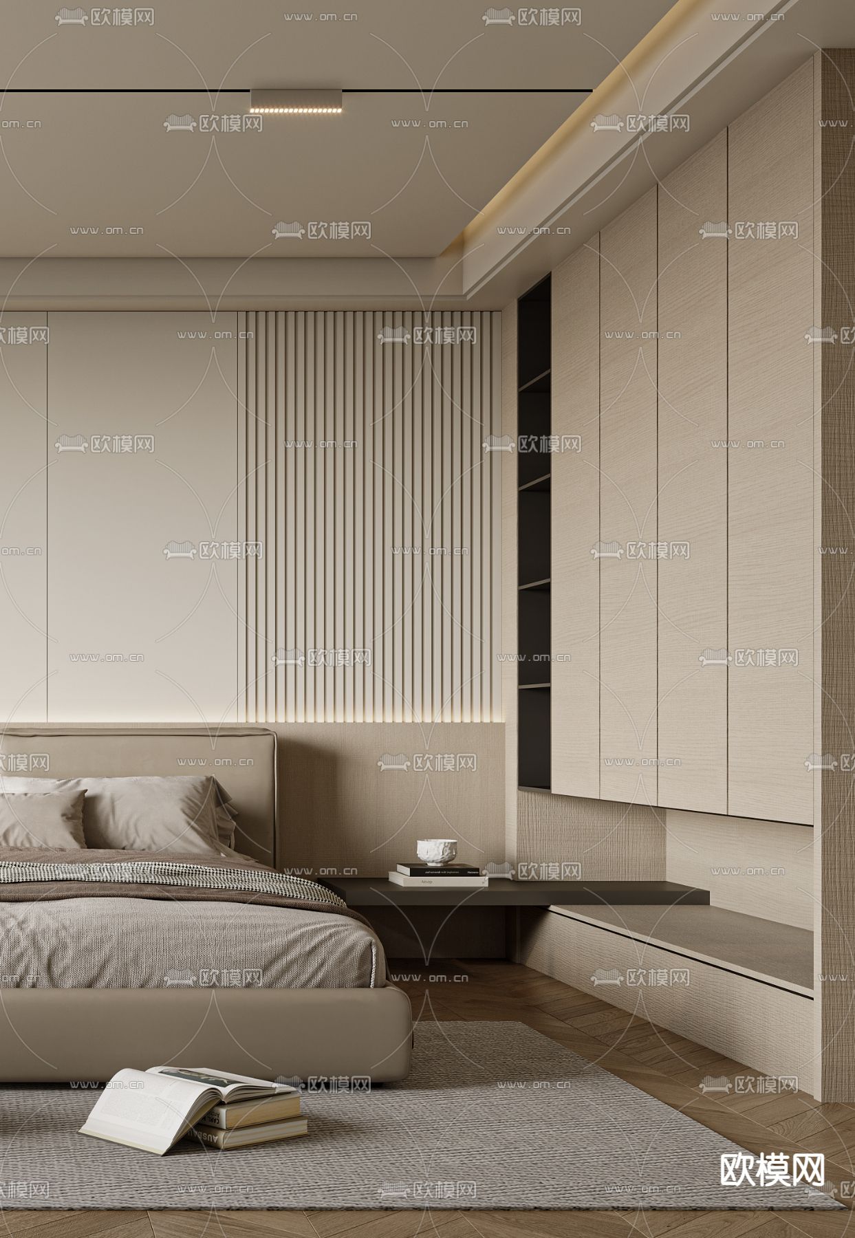 侘寂卧室 主人房 主卧3d模型下载（渲染图2）