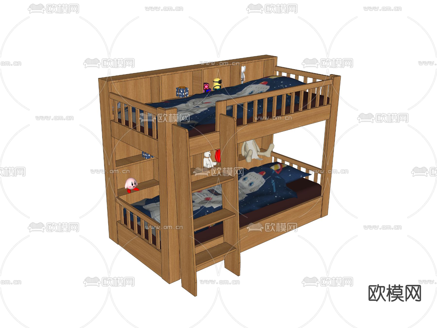 北欧儿童床 上下铺su模型下载（渲染图2）