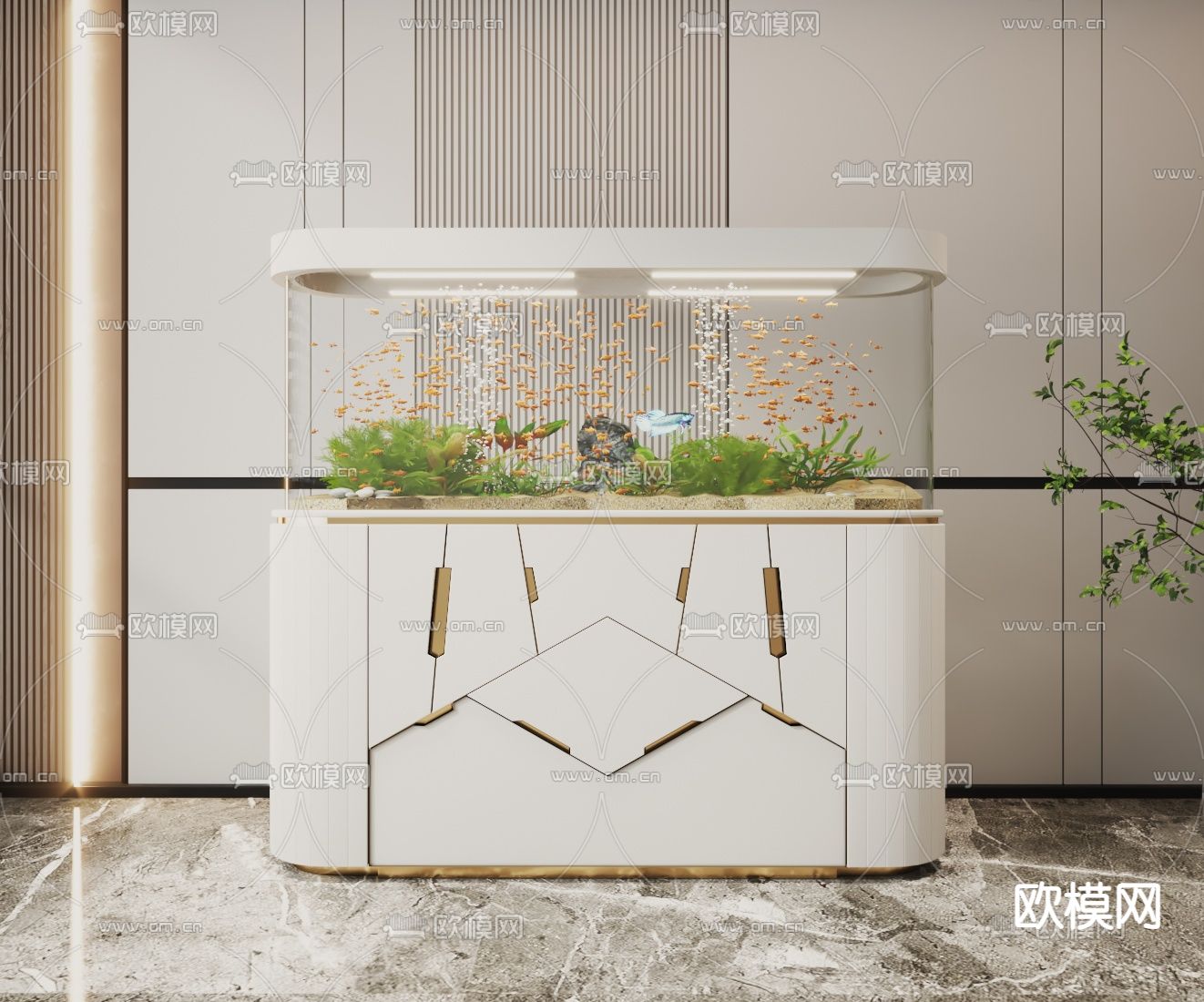 鱼缸 水族箱3d模型下载