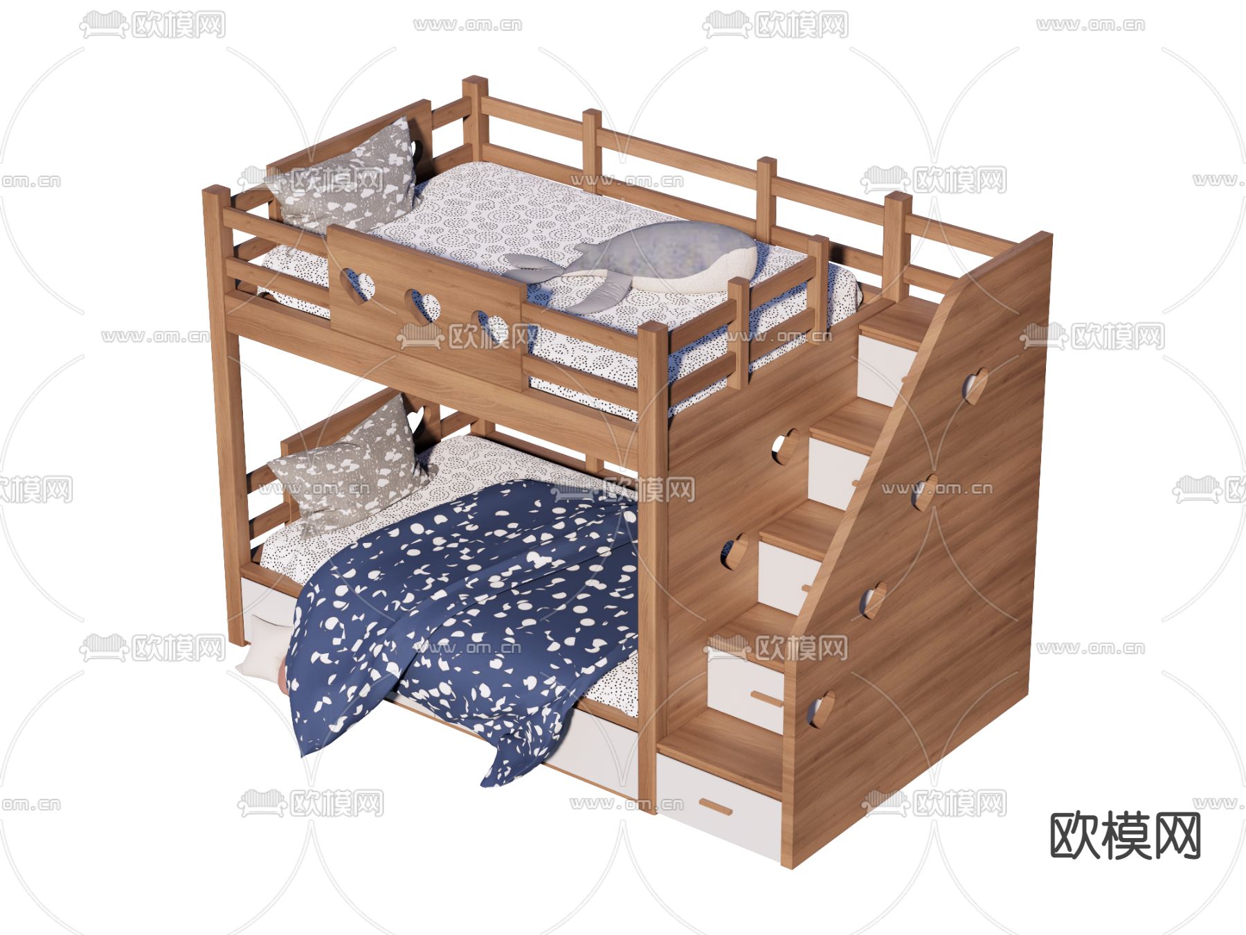 北欧儿童床 上下铺su模型下载（渲染图4）