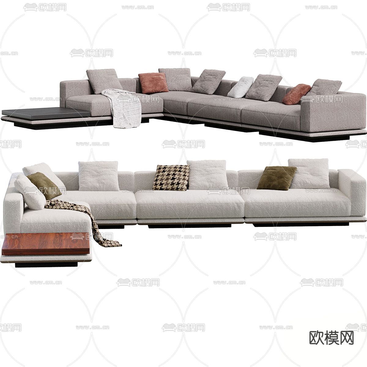 转角沙发 多人沙发3d模型下载（渲染图3）