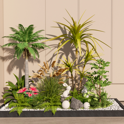  现代花坛植物堆su模型 