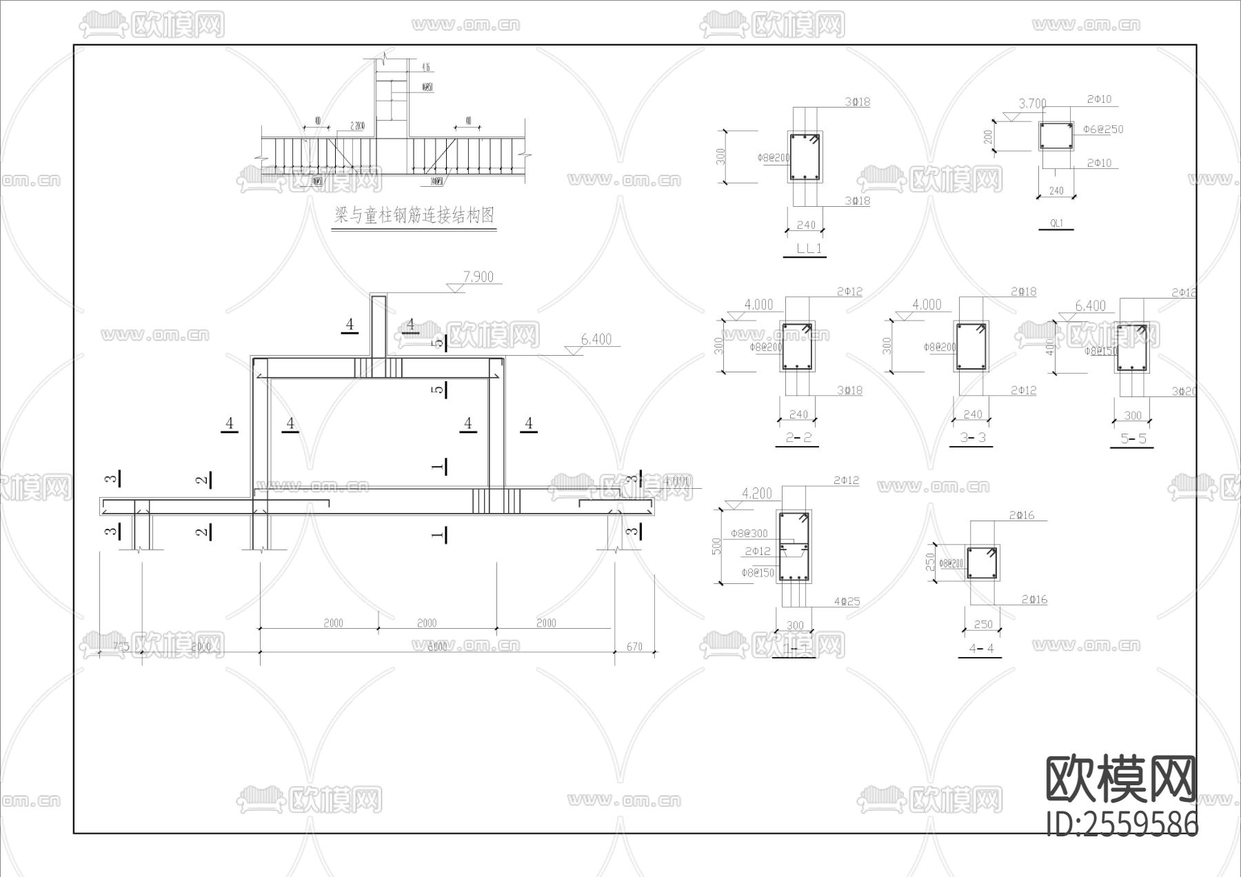 重檐歇山顶建筑CAD施工图下载（渲染图6）