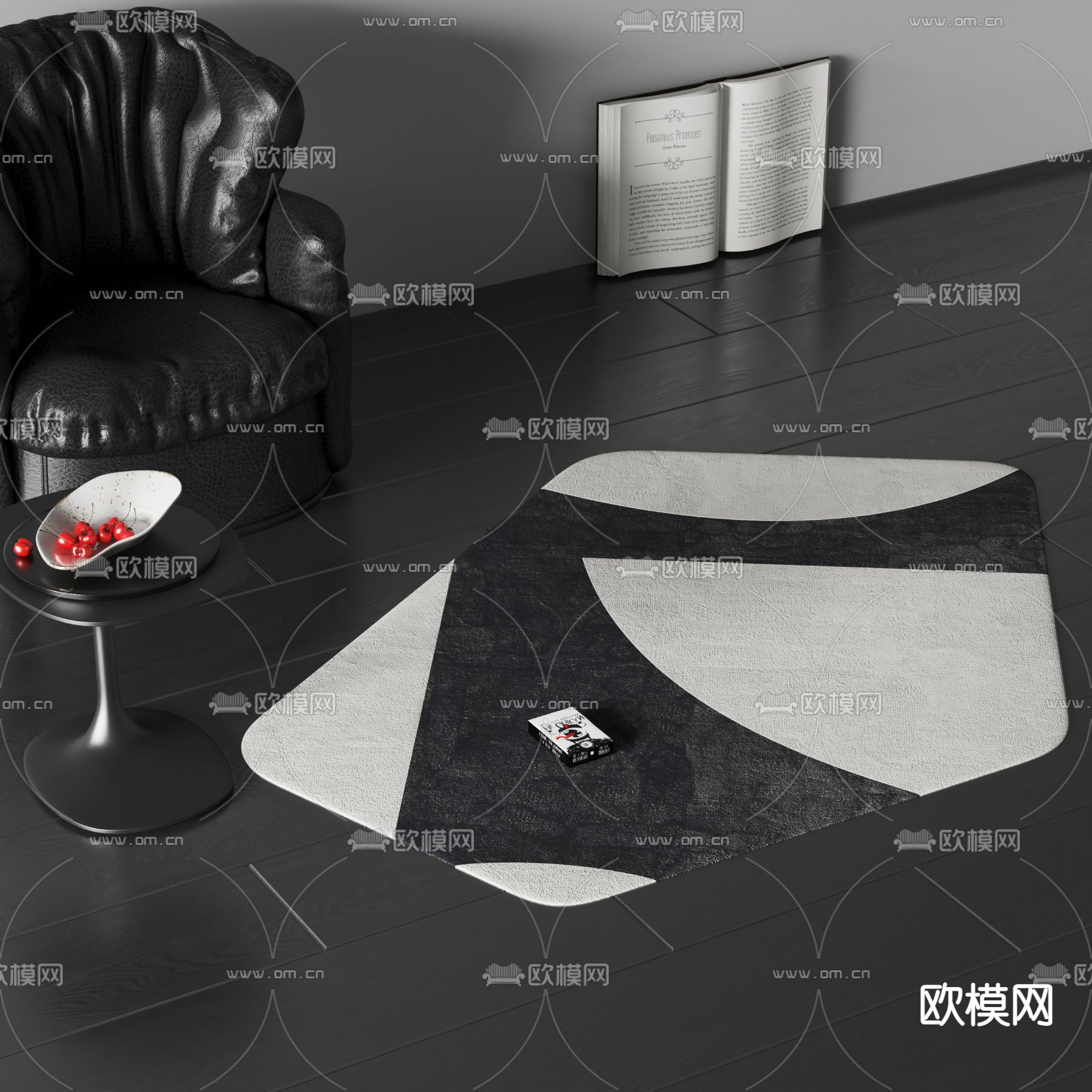 暗黑风地毯su模型下载（渲染图1）