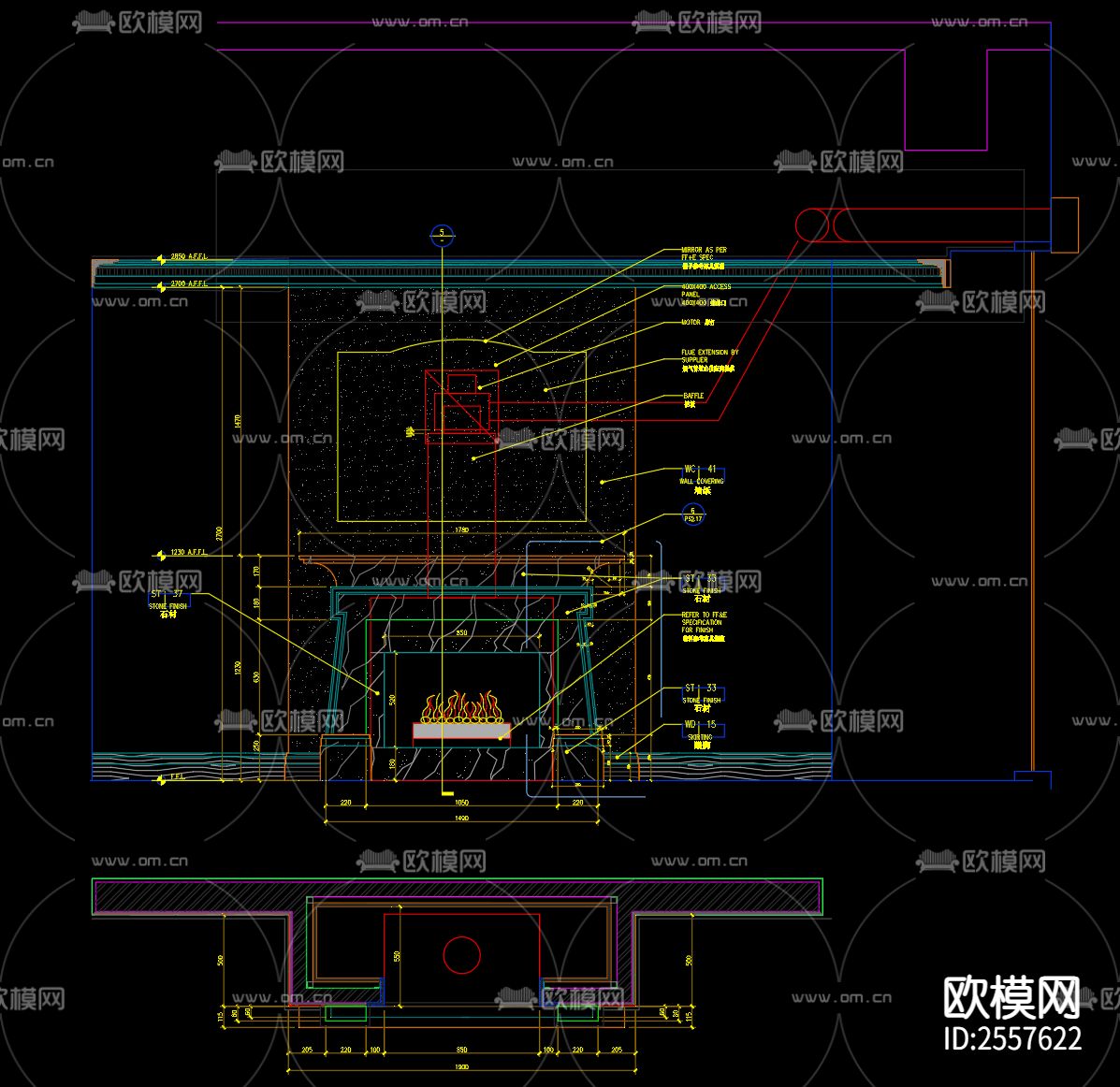 壁炉节点大样下载（渲染图1）