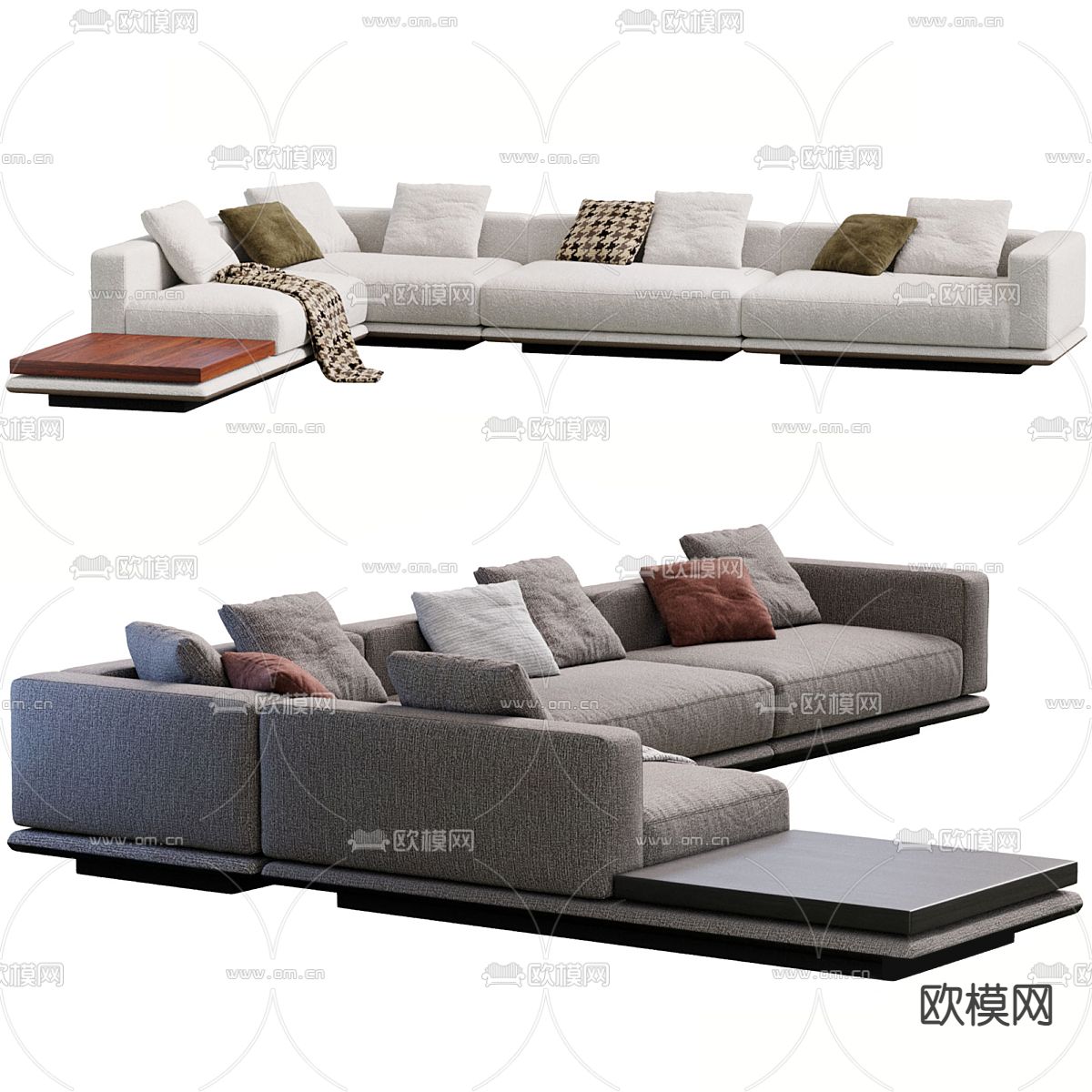 转角沙发 多人沙发3d模型下载（渲染图2）