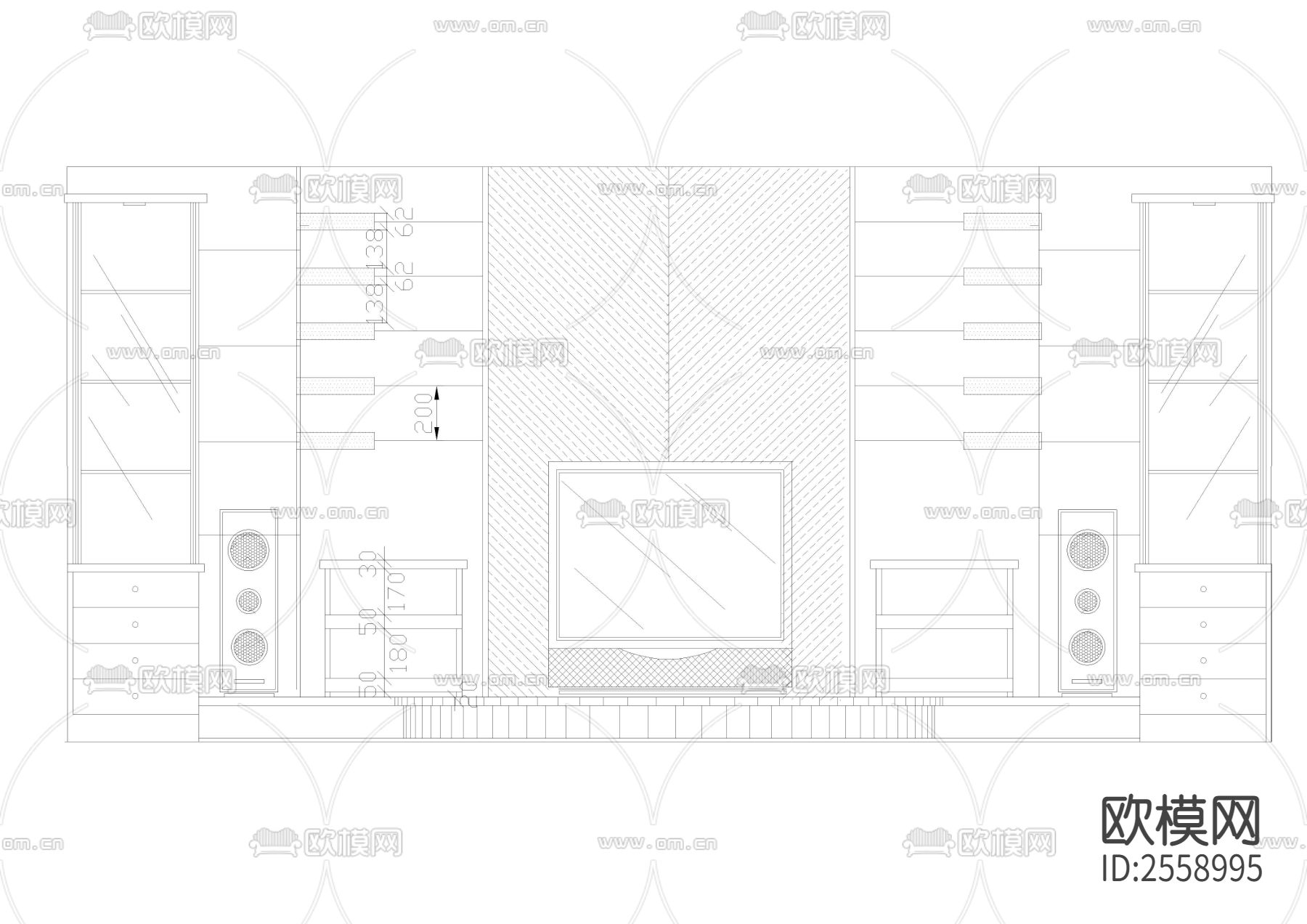 视听柜CAD图库下载（渲染图3）