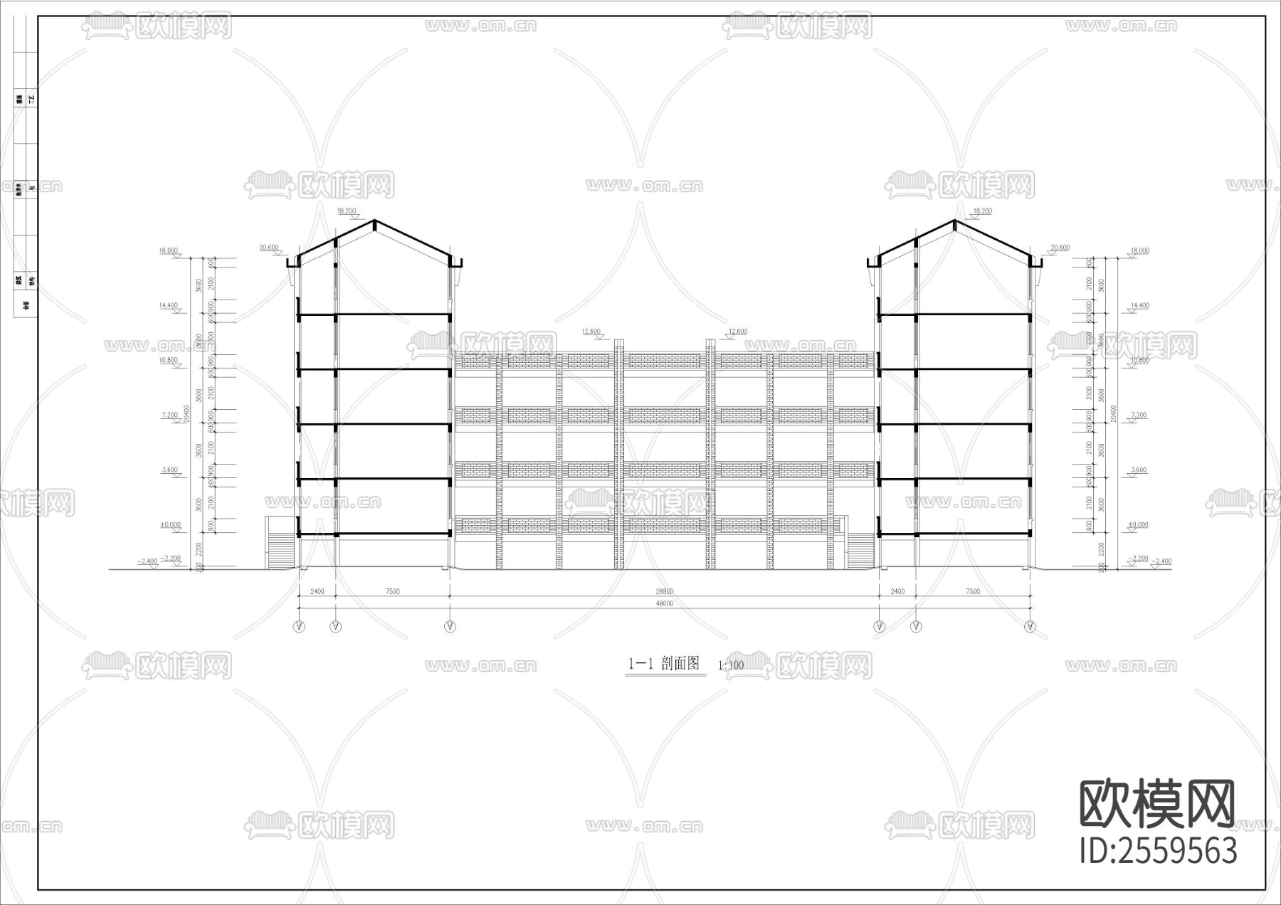 中学全套CAD施工图下载（渲染图9）