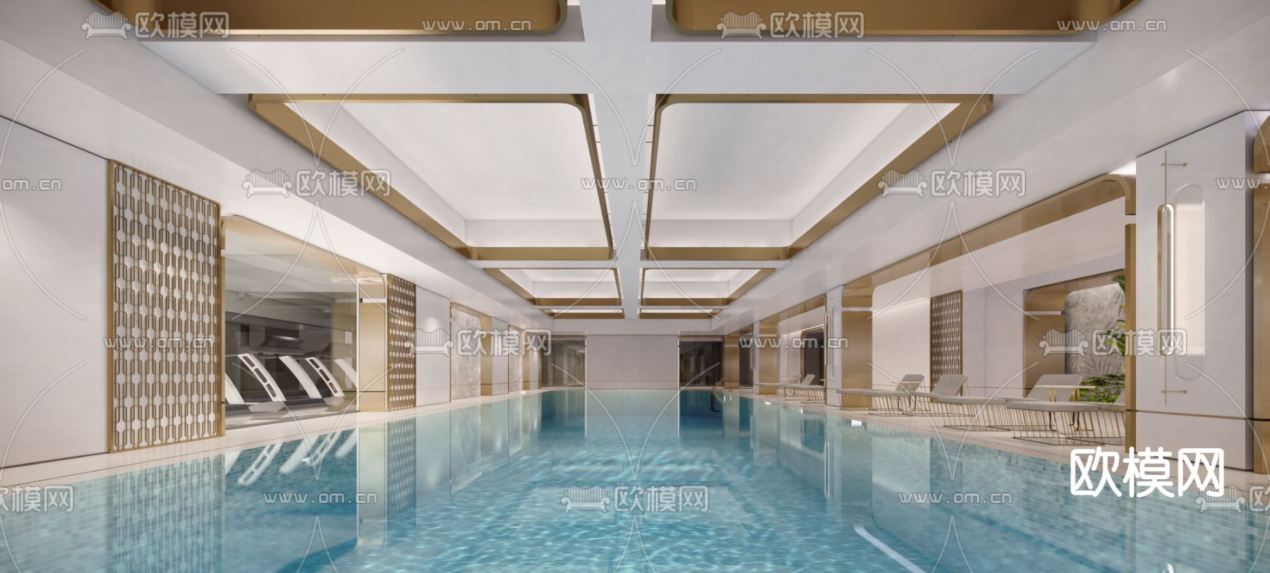 会所游泳池su模型下载（渲染图2）