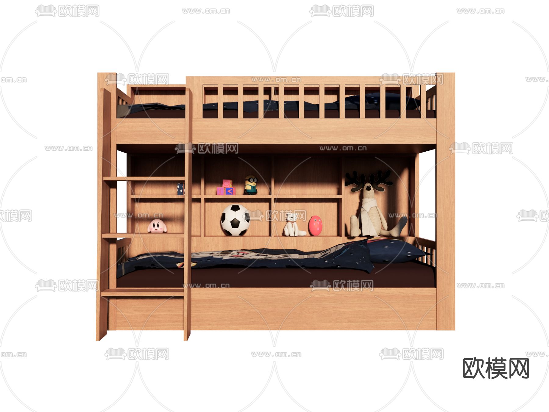 北欧儿童床 上下铺su模型下载（渲染图3）