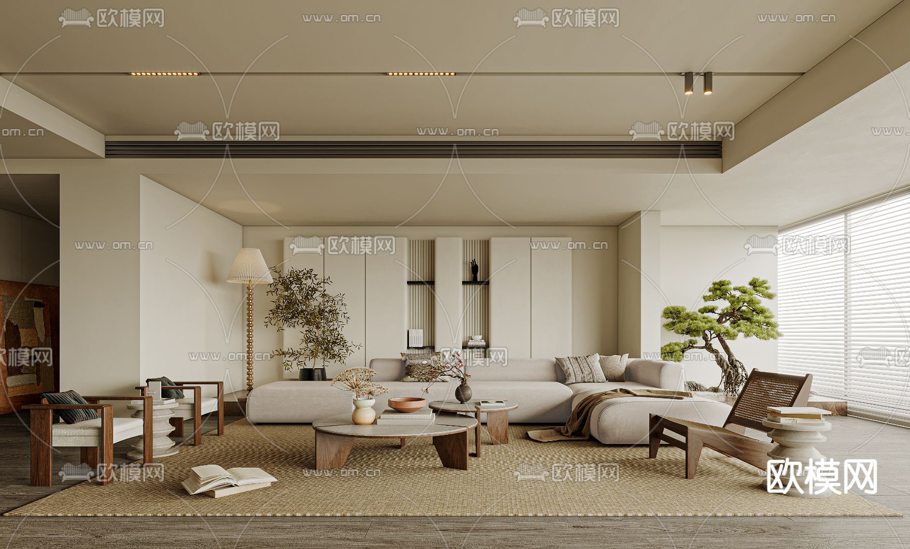 现代客厅su模型下载_ID14006945_sketchup模型下载-欧模网