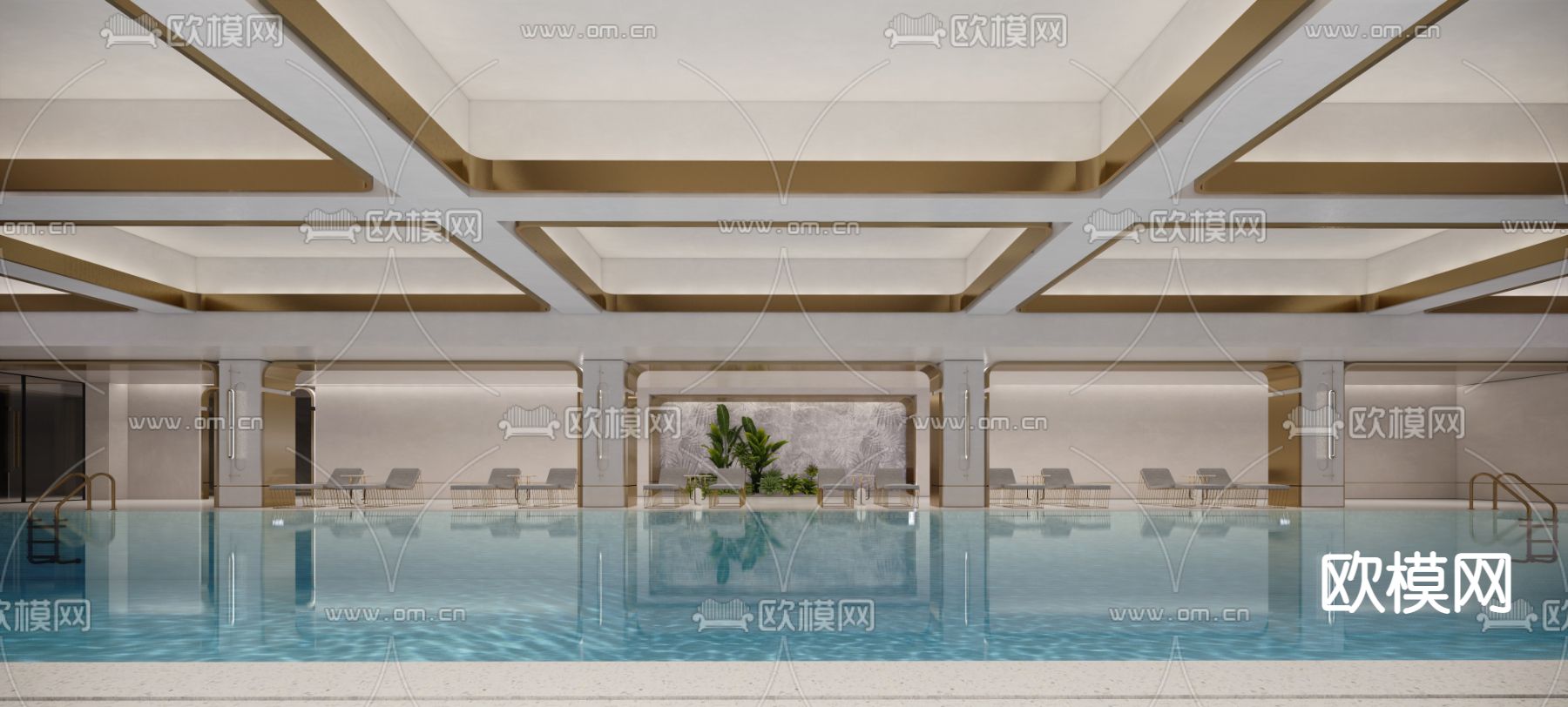 会所游泳池su模型下载（渲染图3）