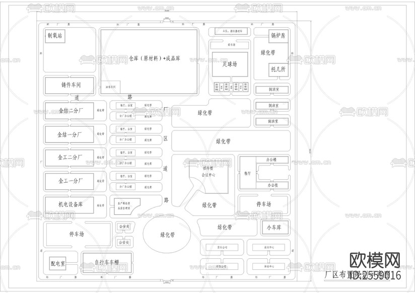 廠區(qū)CAD施工圖下載(渲染圖1)