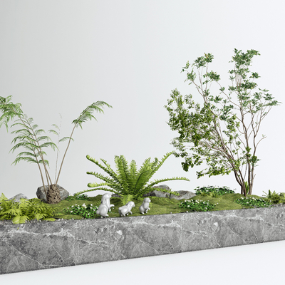  现代绿植花坛su模型 
