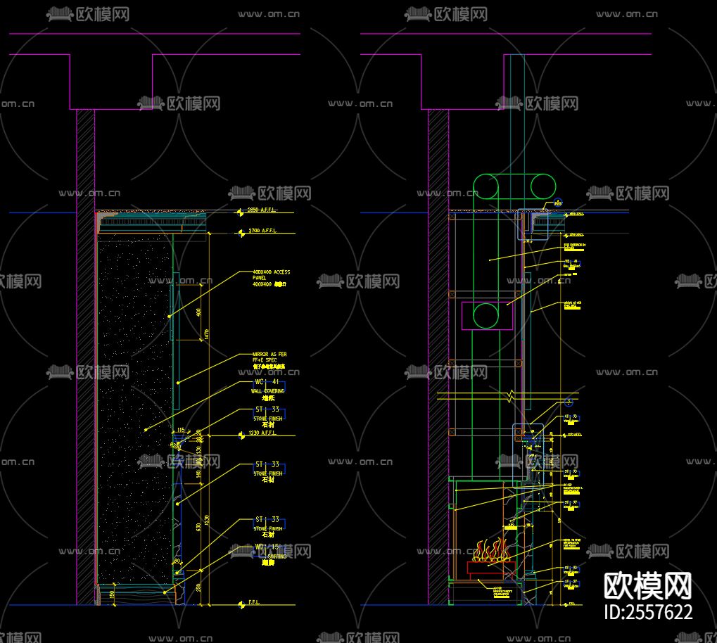 壁炉节点大样下载（渲染图2）