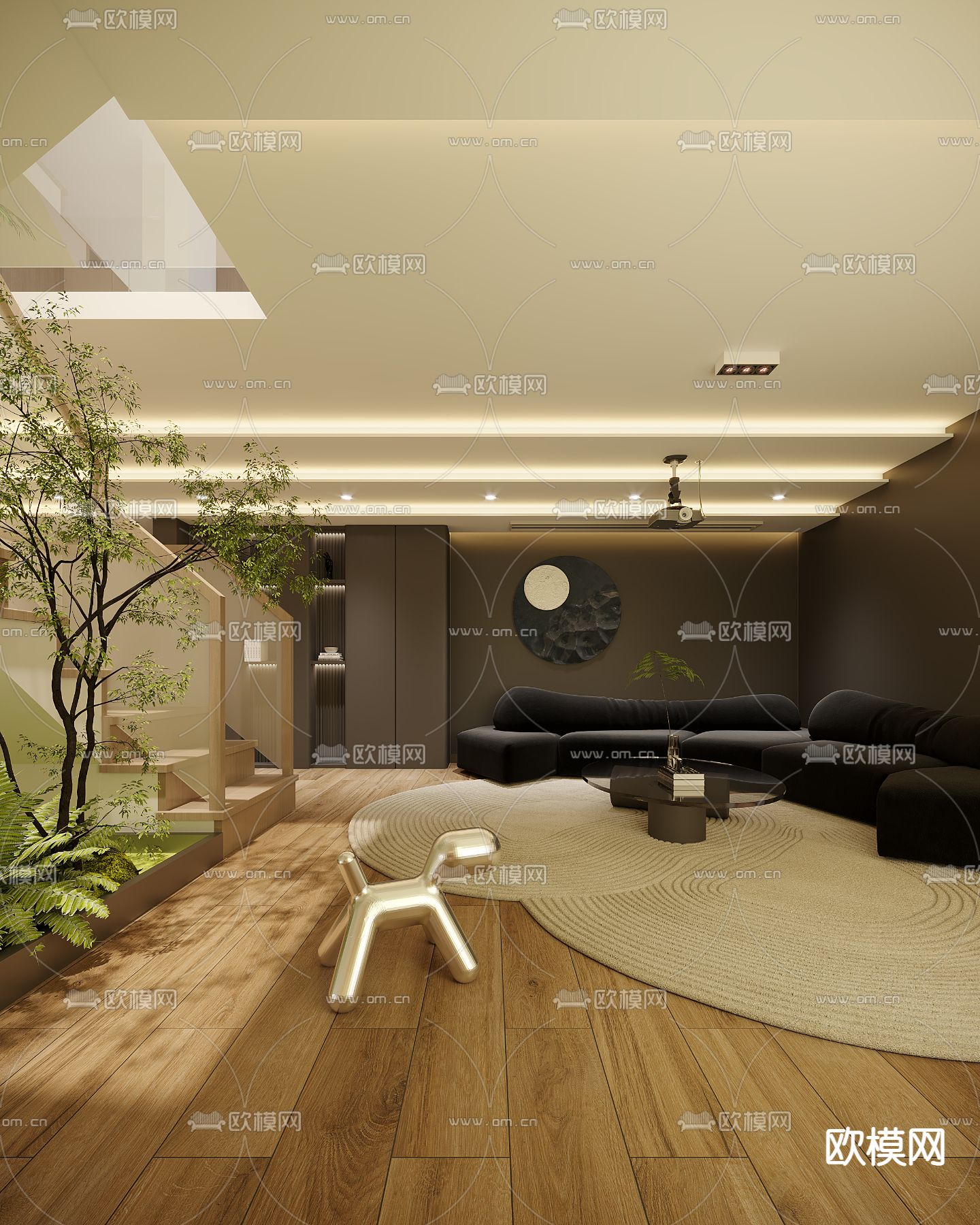 视听室 影音室3d模型下载（渲染图2）